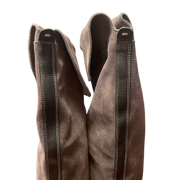 Gray Suede Knee High Handmade Boots n.d.c. 40 Tall Dressy Bohemian Earthy - Picture 4 of 8